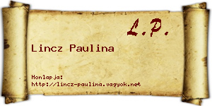Lincz Paulina névjegykártya